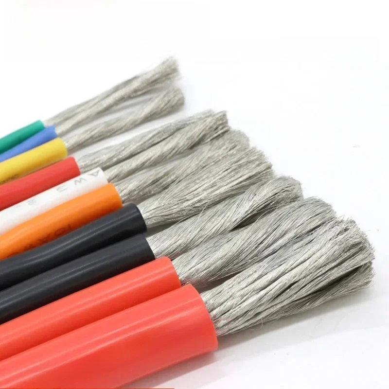 Fil en Silicone souple de 1/5M, 30 28 26 24 22 20 18 16 15 14 13 12 10 8 6 4AWG, câble Flexible en cuivre résistant à la chaleur à haute température