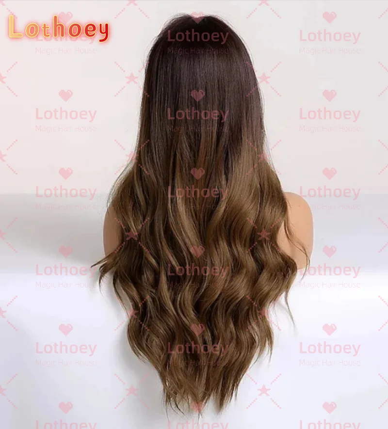 Peluca delantera de encaje ombré marrón castaño 1B424 peluca rubia ombré ondulada para Cosplay peluca con base de seda