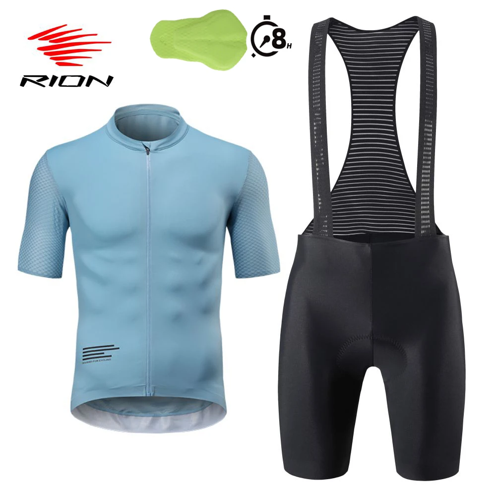 RION Cycling Bib Shorts MTB Jersey Set Men Road Bike Uniform Motorcycle Padding Tights Riding Shirts Long Distance 8H Dolomiti