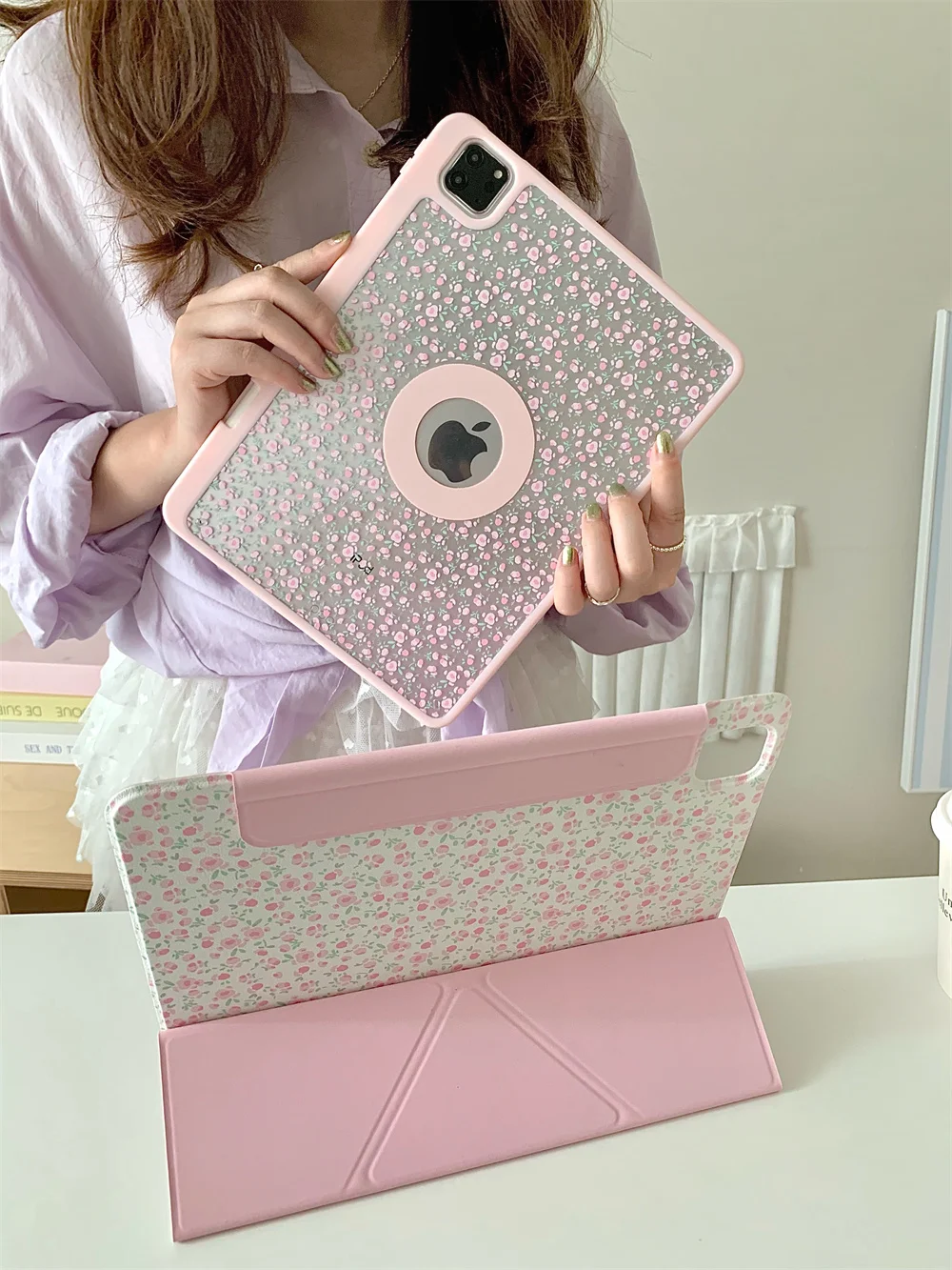 Cute Pink Flower Tablet Case For Apple iPad Pro 4 5 6 Generation 12.9 inch 11