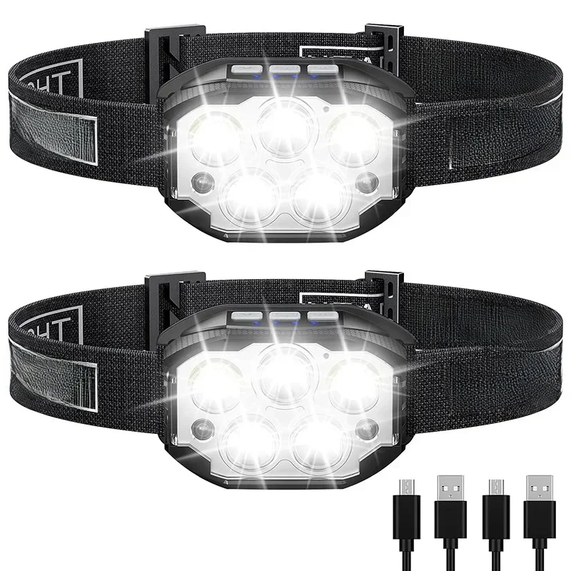 1200 Lumen Led Rechargeable Headlamp Motion Sensor HeadLight Waterproof Head Flashlights For Outdoor Camping Fishing Head Lamp