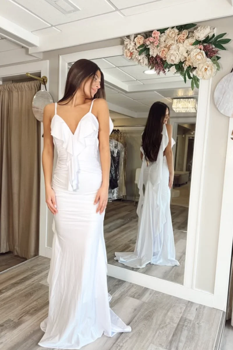 Jessica White thin bra strap Evening Dresses Slim-fit sexy backless Prom Dresses Formal occasions Party Dresses