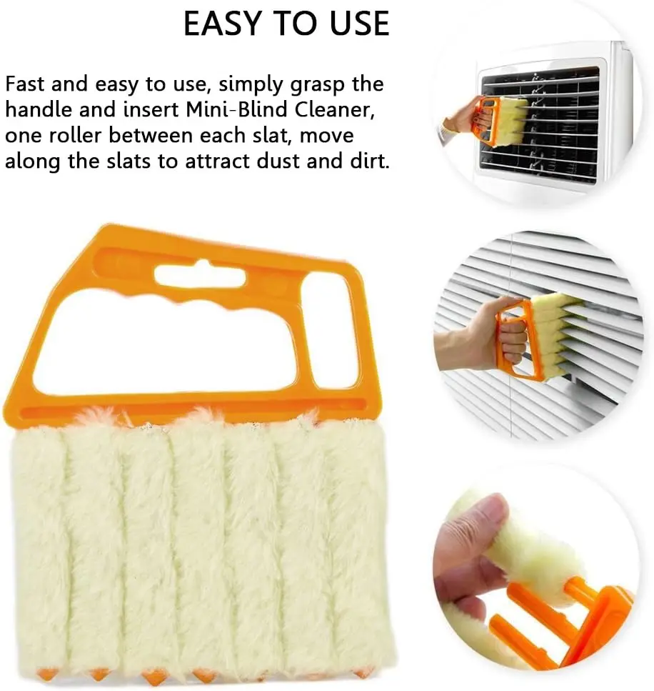 Blind Cleaner Brush , Blinds Dust Shutters , Mini Washable & Removable Window Air Conditioner Duster With 7 Slat Handheld Household Kitchen Cleaning Tools , For Awnings , Siding , Car , Fan