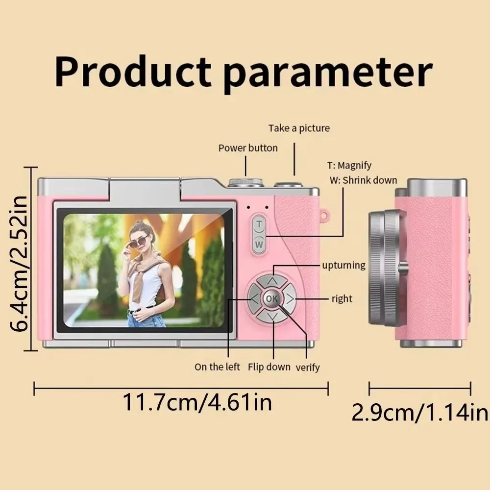 كاميرا رقمية جديدة 4K CCD 8X تكبير رقمي بدقة 48 ميجابكسل كاميرا تصوير رقمية محمولة مدمجة 180 ° كاميرا سيلفي بشاشة قلابة #2