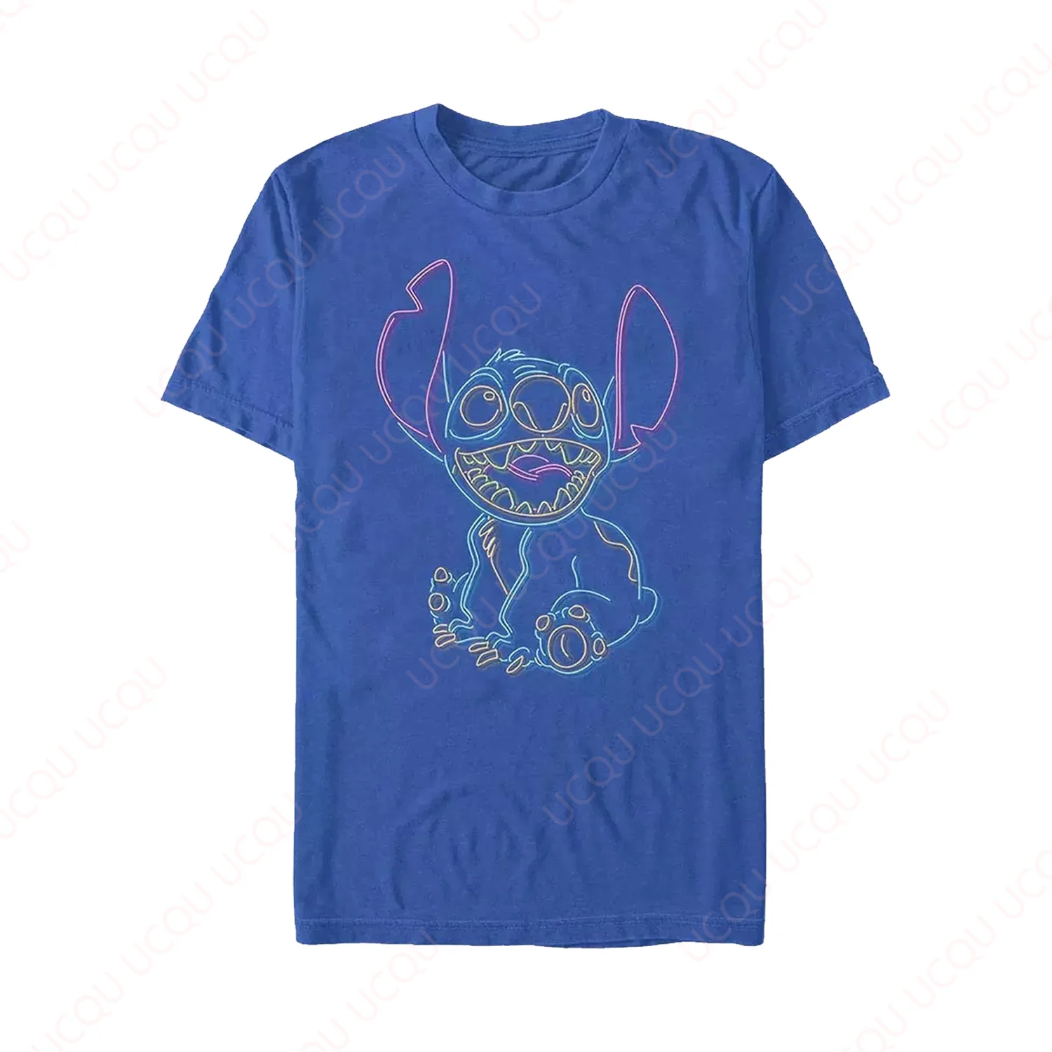 

Disney Lilo & Stitch Neon Stitch T-Shirt Valentines Gift Short Sleeved New Summer Unisex Tops Tee Hot Sale Faddish Casual Tee