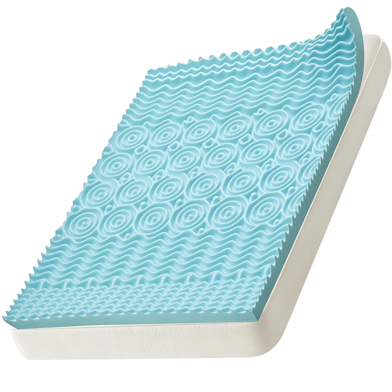 5-Zonen-Kühlgel-Memory-Schaum-Matratzenauflage, kühlende Bettauflage, ergonomische Druckentlastung für Schlafzimmer, Rückenschmerzen, Nacken- und Schulterschmerzen.