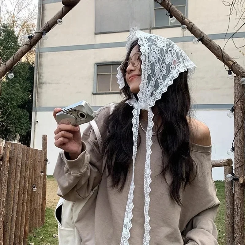 Jupe courte triangulaire 2 en 1, demi-jupe, rideau de fesses, tablier à garniture en dentelle, dentelle douce empilée, foulard de printemps coréen