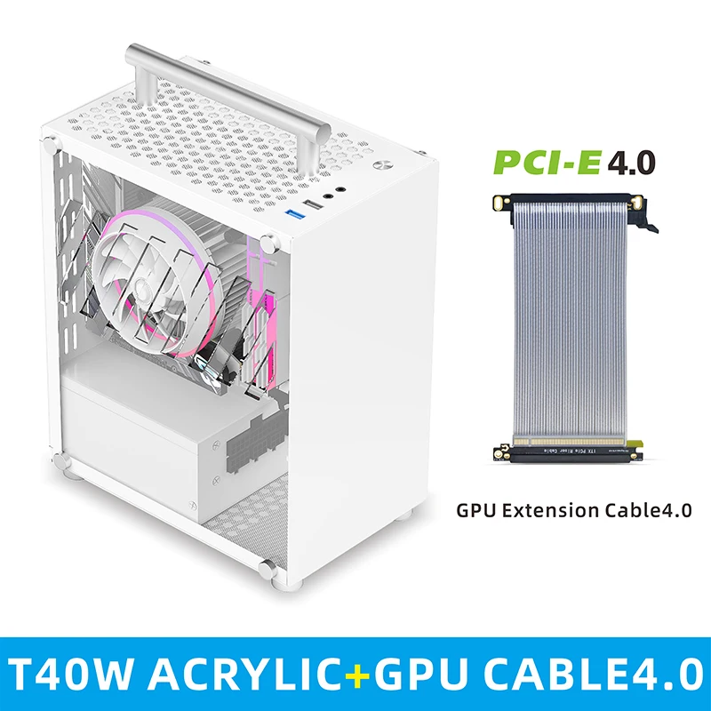 METALFISH T40 Mini ITX Case 7L Gaming Computer White Chassis