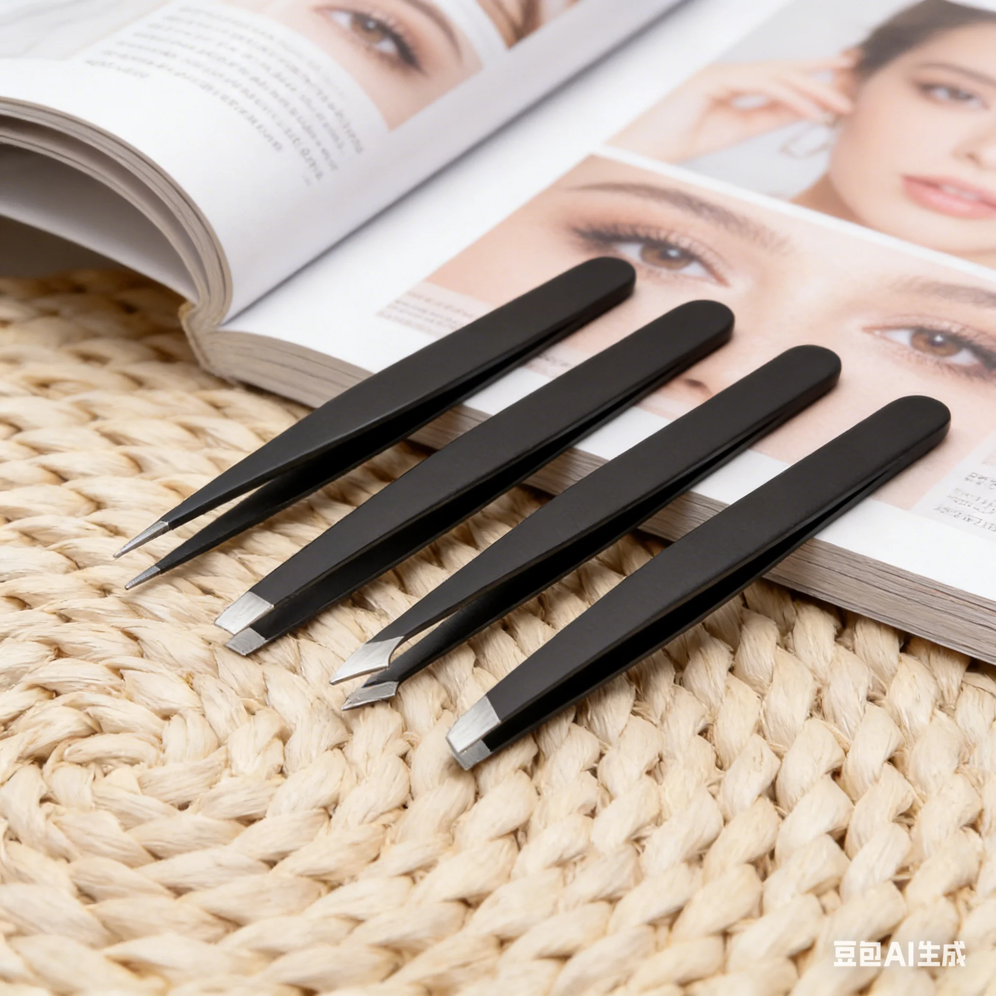 4 Pcs Compact Cosmetic Tweezers Kit | Precision Tools for Ey