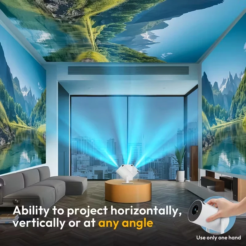 MiniProyektor Android HY300 Pro Dual Wi-Fi 6 260 ANSI Native 1280*720P Mendukung 4K Home Theater Mini Proyektor Portabel