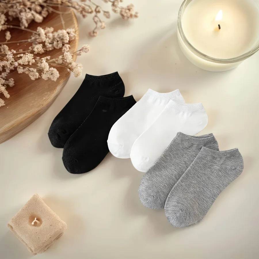 

10/20 Pairs of Invisible Black, White, and Gray Socks, Breathable, Sweat Proof, and Odor Proof Socks, Versatile for All Seasons