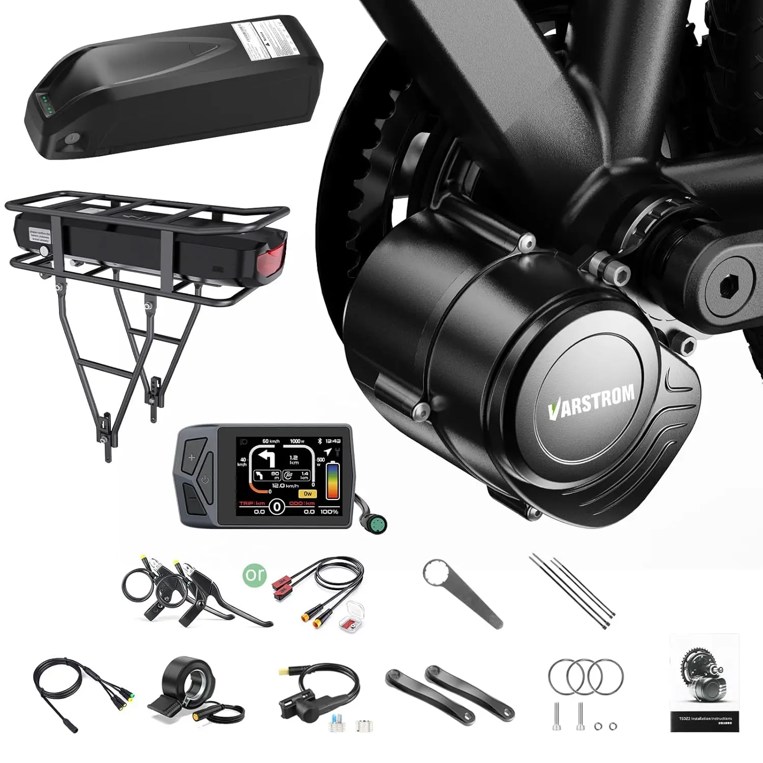 Tongsheng 250W 500W 750W 1000W TSDZ2B TSDZ8 TSDZ16 Ebike kit 36V 48V Engine Torque Sensor Mid Motor With Ebike Lithium 13Ah 16Ah 20Ah 24Ah 25Ah Battery
