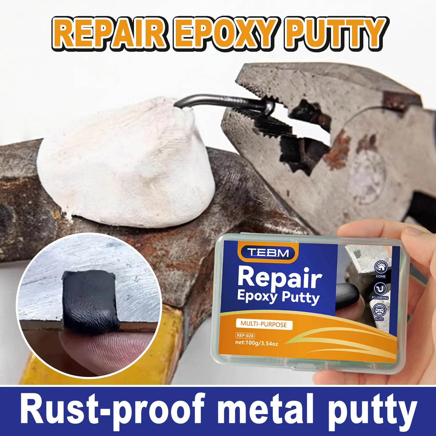 Moldable Repair Putty Stick Metal Pipe Leak Sealing & Hole Filling Adhesive Epoxy Iron Mud Repair Putty Indoor Outdoor Use
