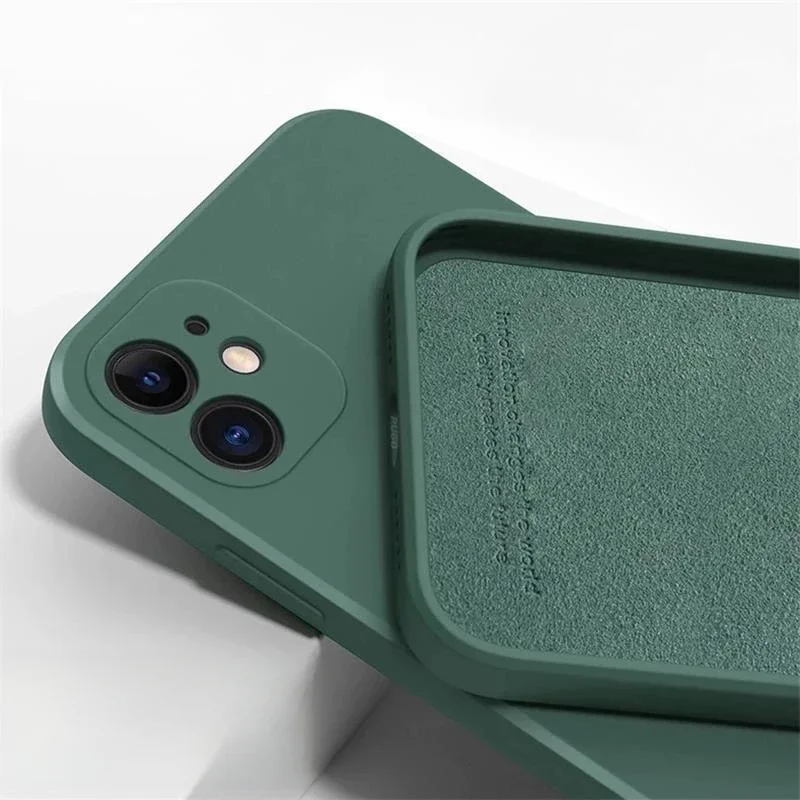 Capa luxuosa de silicone líquido à prova de choque para iphone 11 12 13 14 15 pro max 7 8 14 15 plus