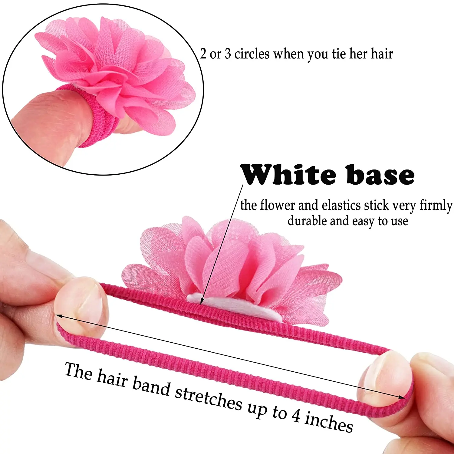 Flower Hair Ties 2inch Chiffon Elastic Band Ponytail Holders Hair Accessories for Baby Girls Infants Kids