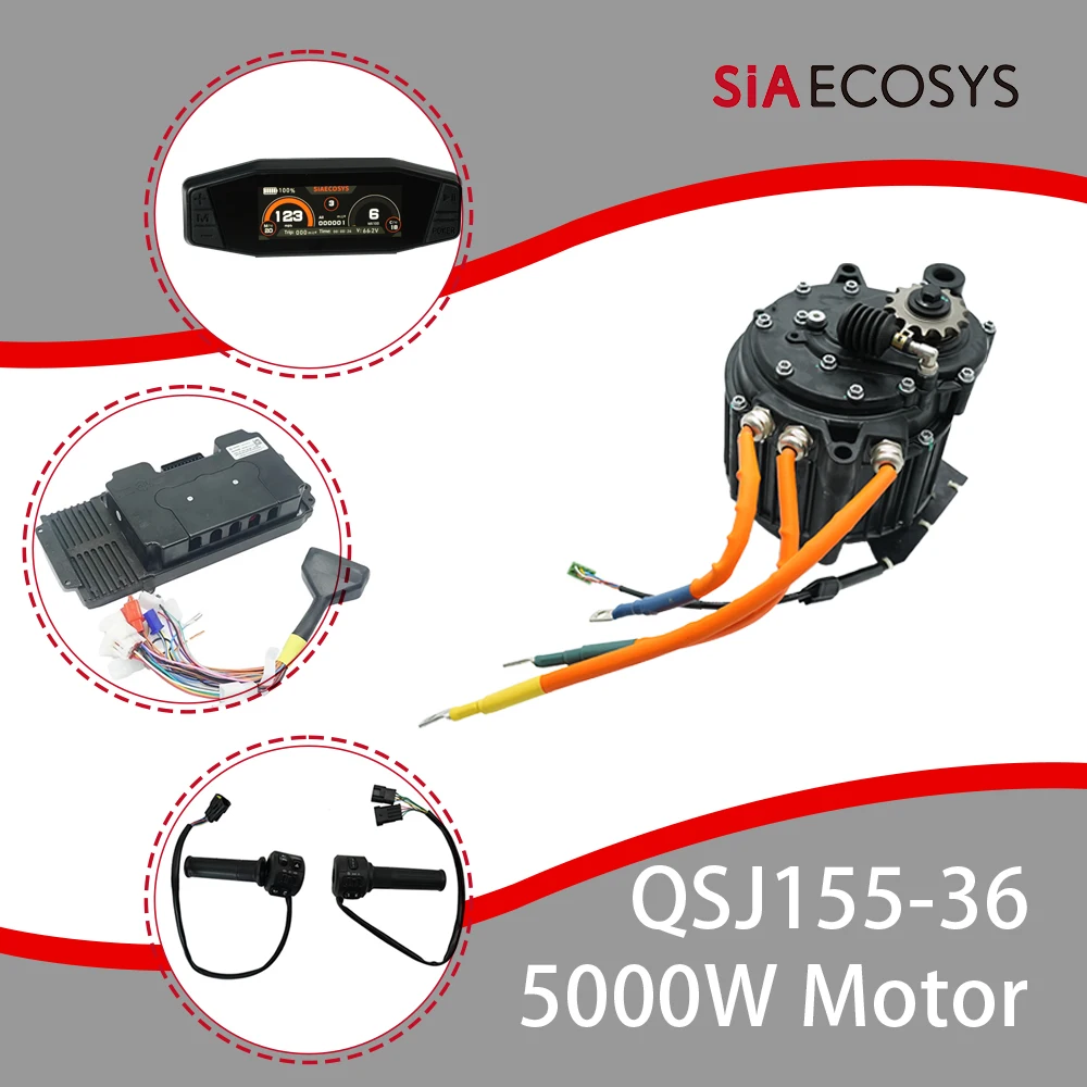 QSMotor QSJ155A-36 Hairpin 5000W Mid Drive Motor Fardriver ND72680 Controller Surron Version Programmable Controller SCJ313 TFT