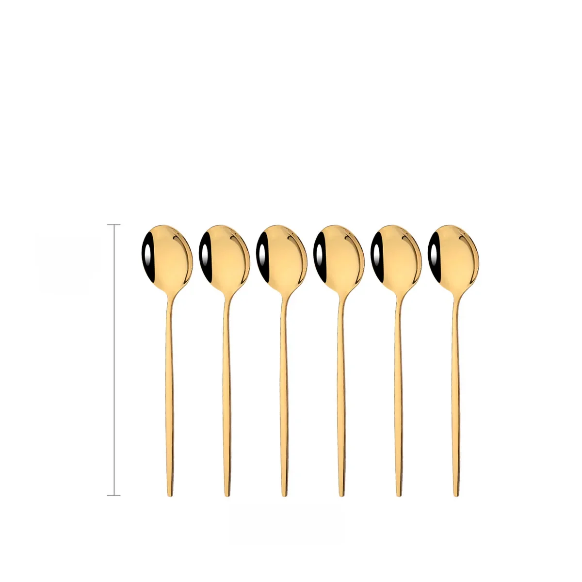 Cuillère à café dorée en acier inoxydable, 6 pièces, cuillères à café, gâteau glacé, Dessert, ensemble de cuillères, vaisselle en argent, couverts de fête