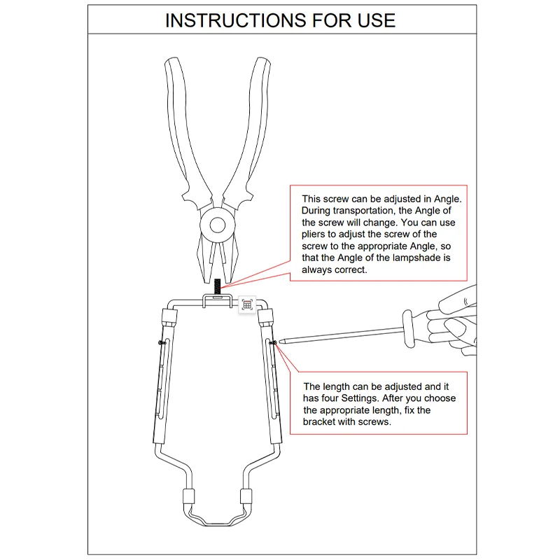 طقم قيثارة مصباح قابل للتعديل مقاس 7/8/9/10 بوصة، أجزاء الأجهزة تتضمن إطار القيثارة والأقلام النهائية، سرج قياسي، حامل غطاء المصباح
