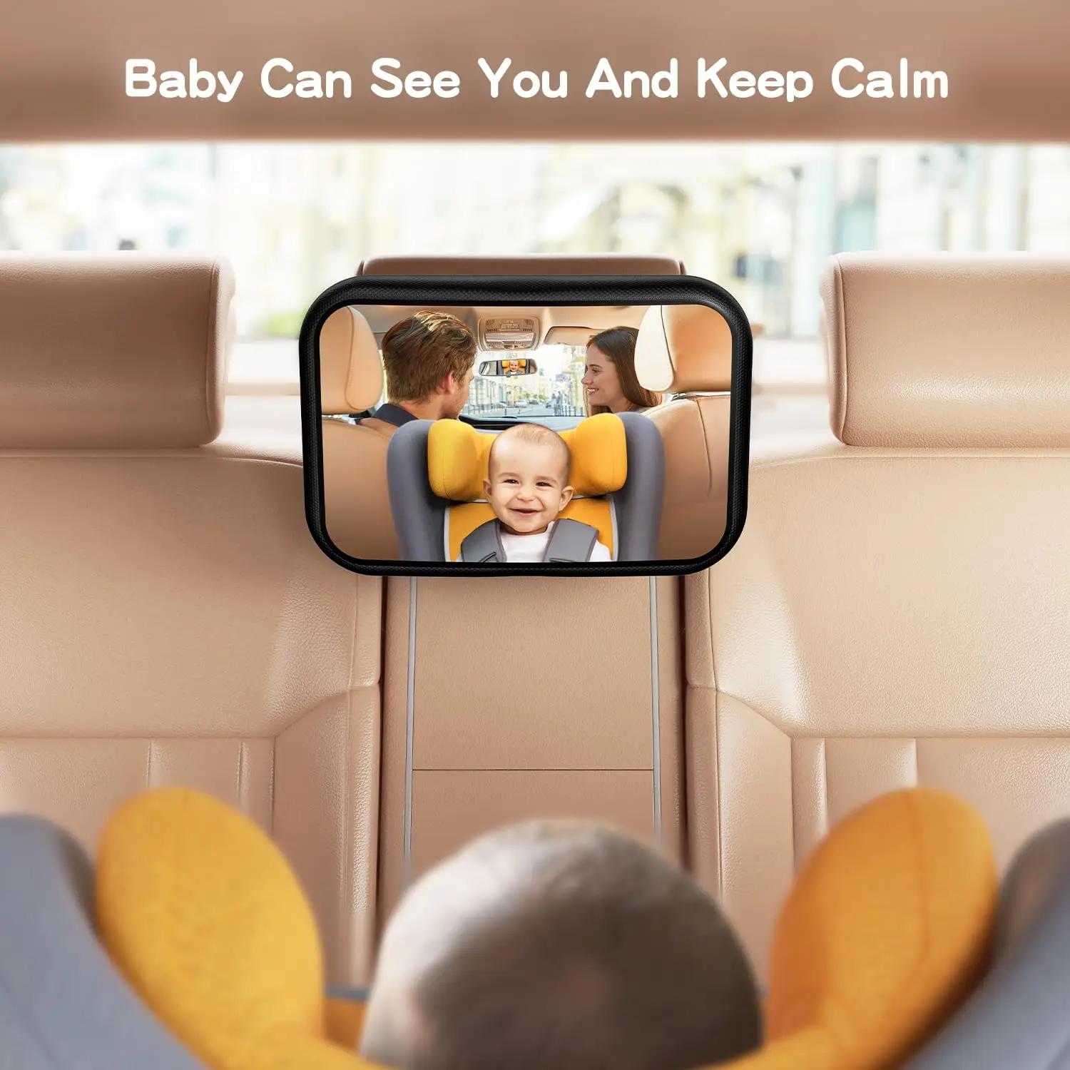 Design de clipe de gancho de espelho retrovisor para carrinho de criança, espelho de visualização de assento de segurança infantil, segurança ajustável e monitor de assento traseiro de bebé inquebrável