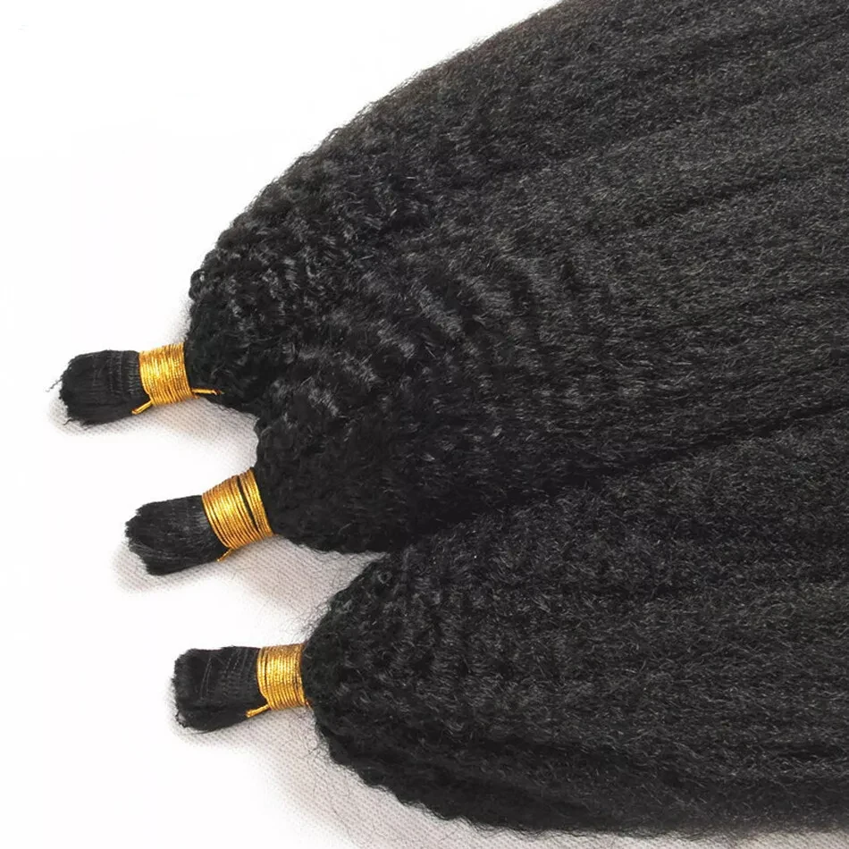 Kinky Straight Hair Bulk For Braiding 100% Real Human Hair No Weft Bundles 100G 150G Bulk Brading Hair Extensions Natural Color