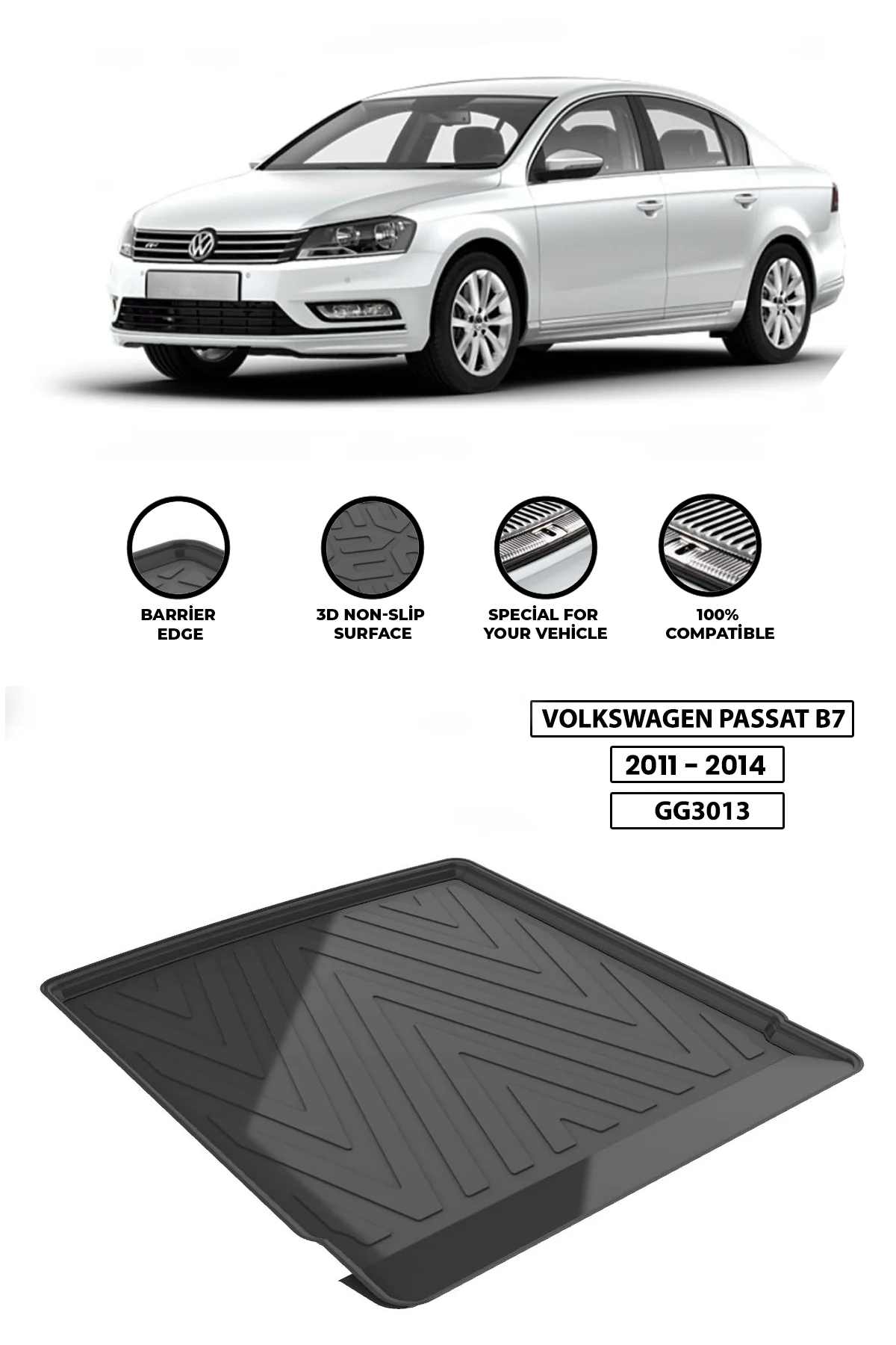 

For -VOLKSWAGEN-PASSAT-B7 2011-2014 luggage compartment Diffuser Extension Rear Bumper Attachment Luggage compartment