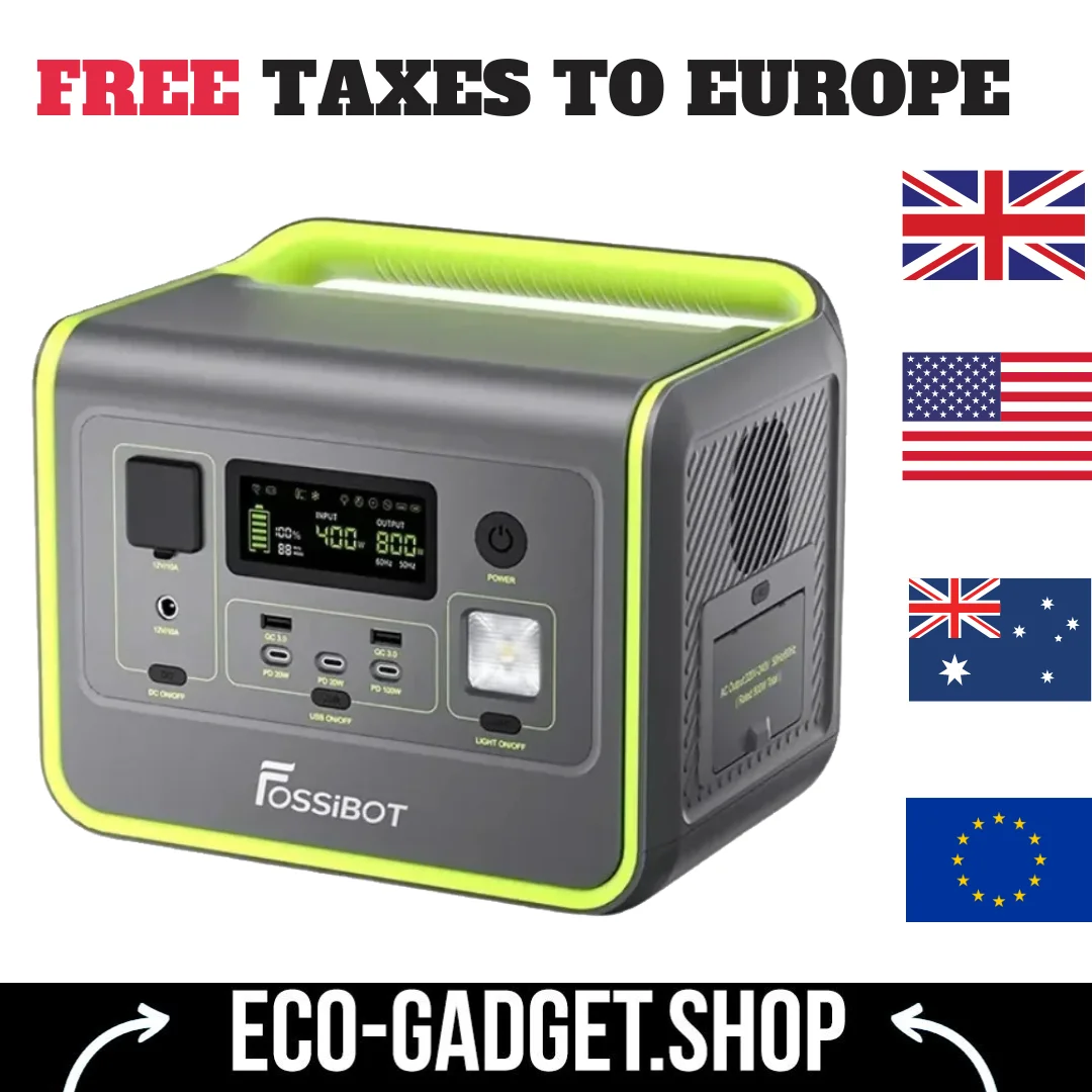 FOSSiBOT-Gerador Solar De Energia, 200W, 512WH, F800 W, LiFePO4, Equipamento De Acampamento, Equipamento De Jardim