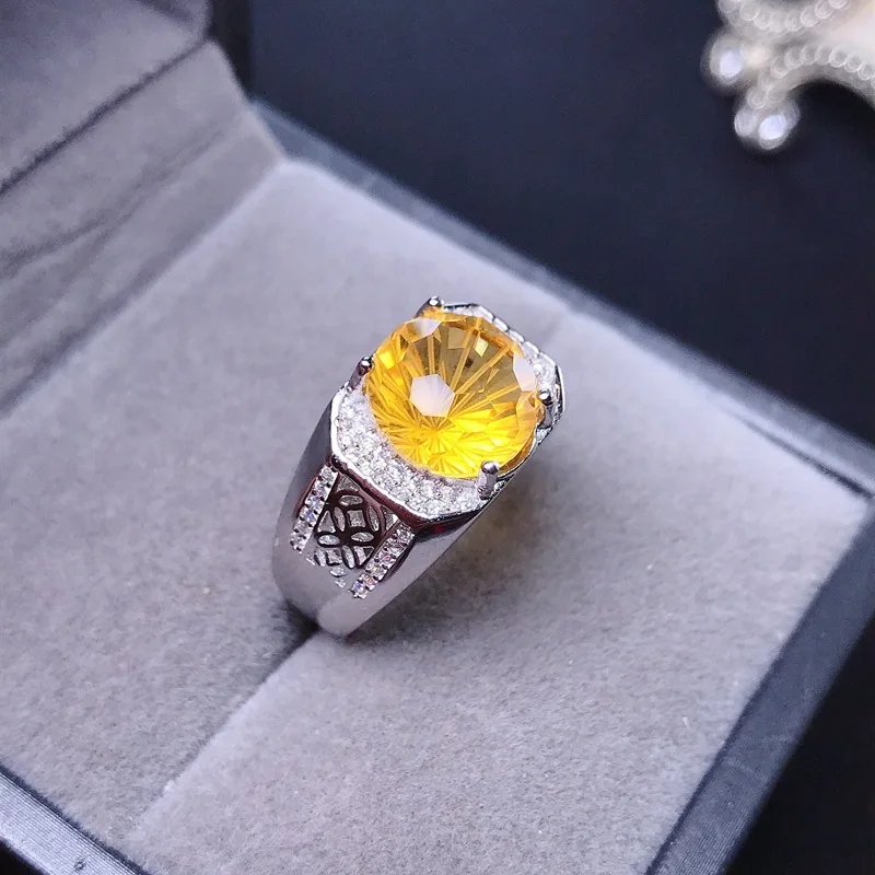 

KJJEAXCMY Fine jewelry 925 sterling silver natural fireworks topaz men's adjustable ring for boyfriend's birthday party New Year