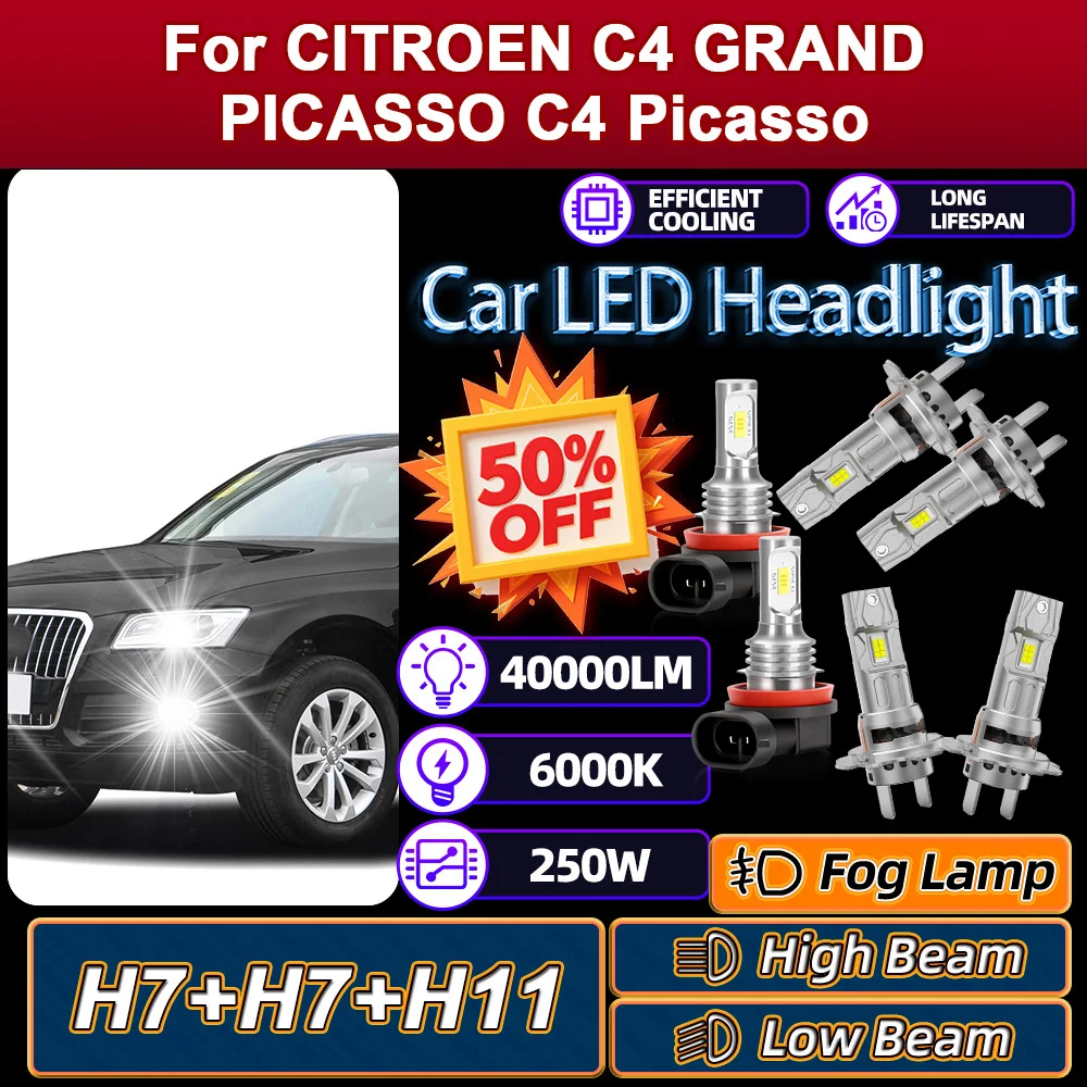 

H7 LED Headlight H11 Fog Lamp For CITROEN C4 GRAND PICASSO 2007 2008 2009 2010 2011 2012 2013 C4 Picasso 2013 2014 2015 2016