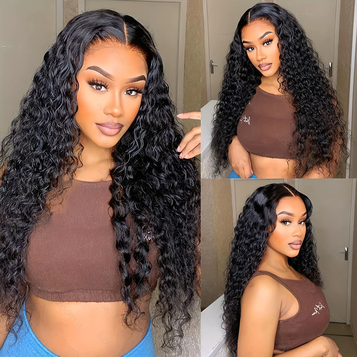 40 42 بوصة HD 13x6 موجة عميقة الدانتيل الباروكات الأمامية البرازيلي 13x4 موجة المياه مجعد الدانتيل الجبهة خصلات الشعر المستعار الإنسان للنساء 250 الكثافة