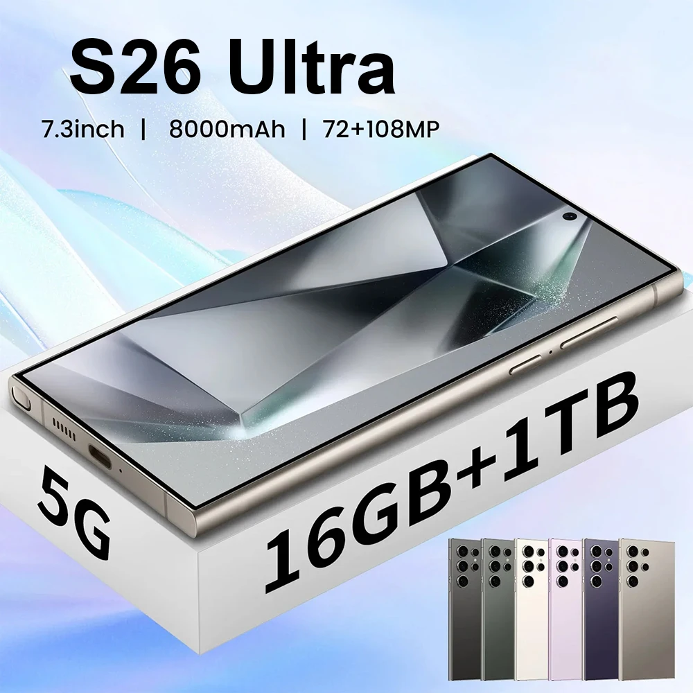 

New S26 Ultra 7.3HD Mobile Phones Original Smartphone 5G Dual SIM Android 14 Cell Phone 7800mAh 108MP Global Version Cellphones