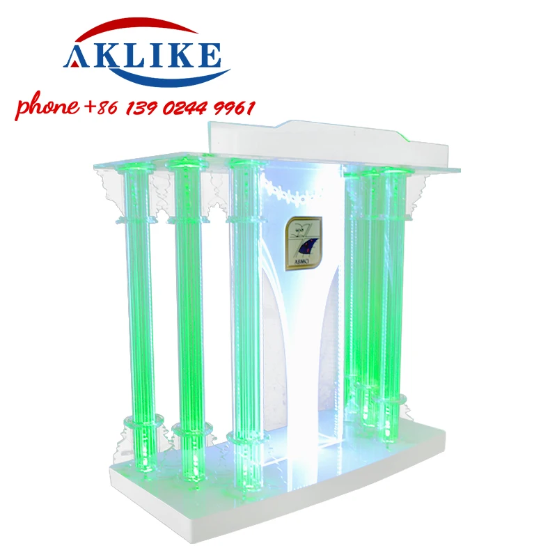 Attractive Pulpit Luminous Podium Customized Logo Auditorium Lectern Chaplain Training Pulpit Clear Church Rostrum Free Shipping