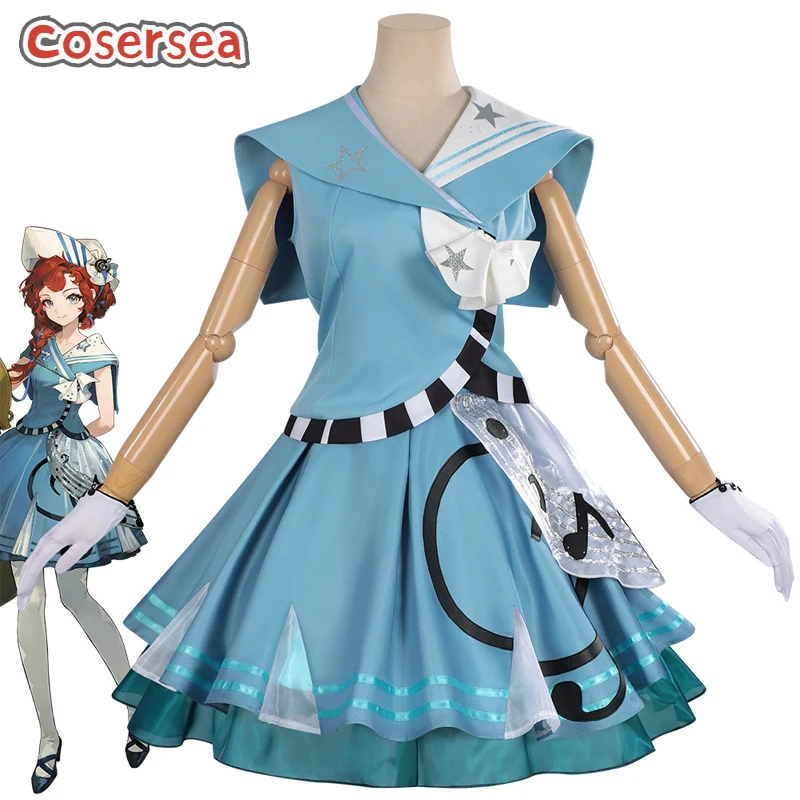 

Cosersea Barcarola Cosplay Costume Game Reverse: 1999 Barcarola Role Play Halloween Women Blue Dress Uniform Outfit Fullset
