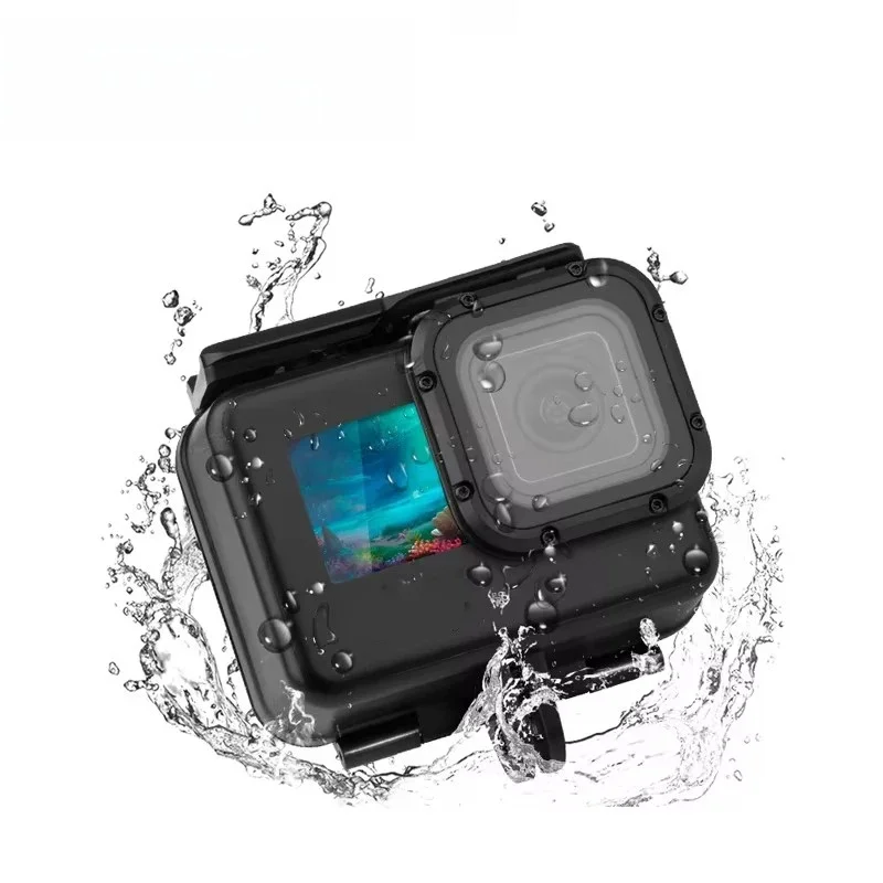 Dla GoPro Hero 9 10 11 12 czarne akcesoria wodoodporna obudowa 50M pod wodą + obudowa do nurkowania z drzwiami dotykowymi obudowa do Go Pro — zdjęcie 2