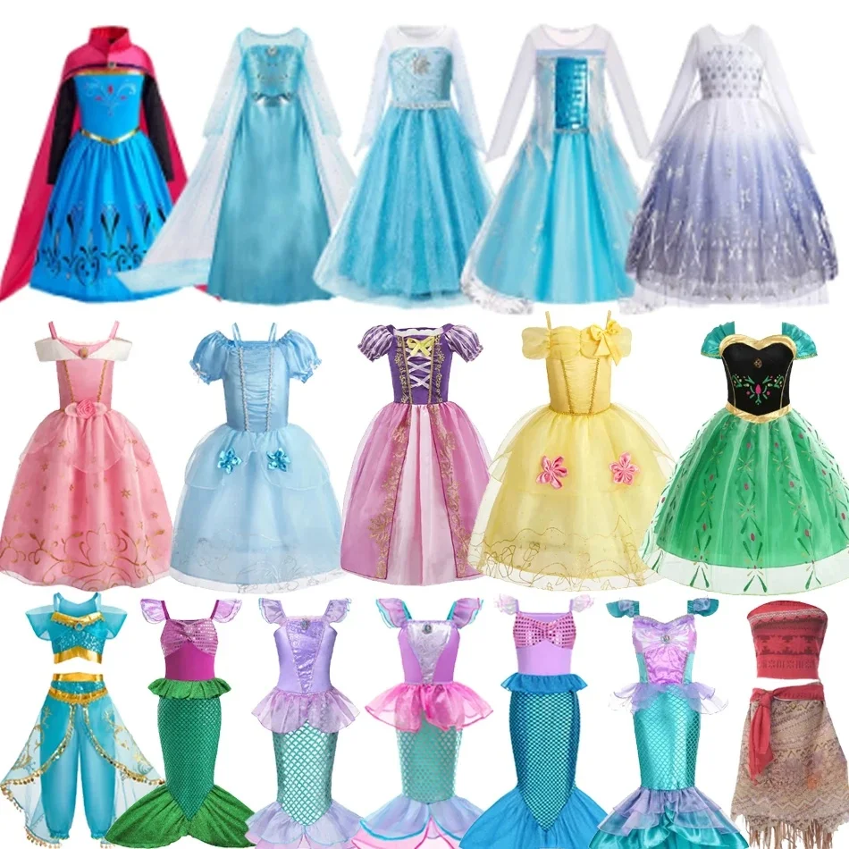 Meisjes Elsa Anna Jurk Kinderen Prinses Carnaval Jurk Kids Jasmijn Rapunzel Optocht Bloem Vermomming Cosplay Kerst Kostuum - afbeelding 2