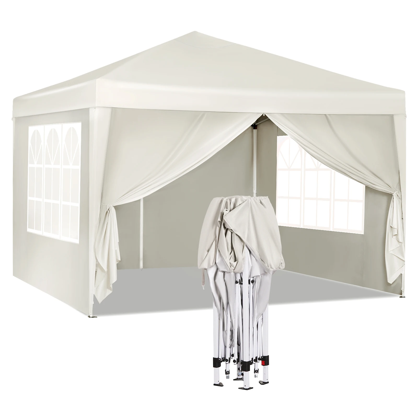 WOLTU Opvouwbare luifel tuintent 3x3m Waterdichte UV-zonbescherming met draagtas Zonnescherm Onderdak Camping Pavillon Gazebo