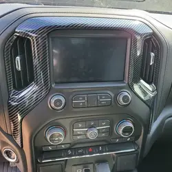 For Chevrolet Silverado 1500 2019-2021 Car Accessories ABS Plastic Carbon Console Navigation Frame Cover Trim 1pcs