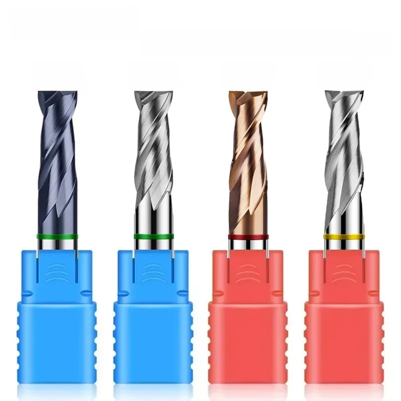 SHAZAM-Fraise à anneau coloré à 2 cannelures, carbure d'acier au tungstène, fraise à bout plat, CNC, outils de fraises en bout mécaniques, HRC50, HRC55