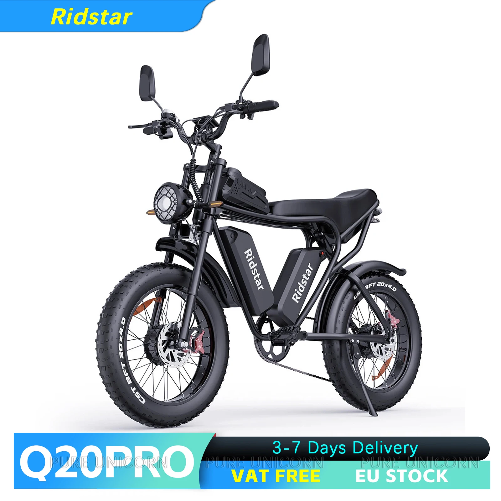 Vélo électrique Ridstar Q20PRO, double moteur 52V 1000W, freins hydrauliques, vélo électrique 20Ah, écran LCD intelligent, livraison gratuite, Ebike