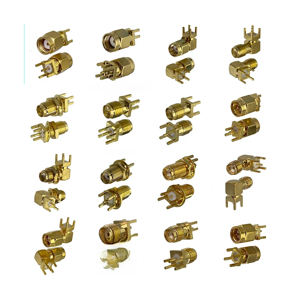 1 szt. Złącze SMA RP SMA Wtyk Męski & Gniazdo Żeńskie Lutowane PCB & Montaż na Krawędzi PCB Klips Przewód Konwerter RF Koaksjalny Mosiądz FJP-810 — zdjęcie 2