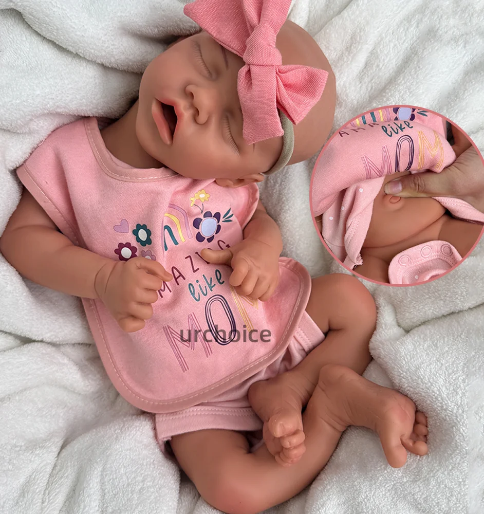 부드러운 18 인치 실리콘 다시 태어난 아기 인형 손으로 그린 ​​인형 매니아 미술 컬렉션을위한 실물 같은 신생아 소녀