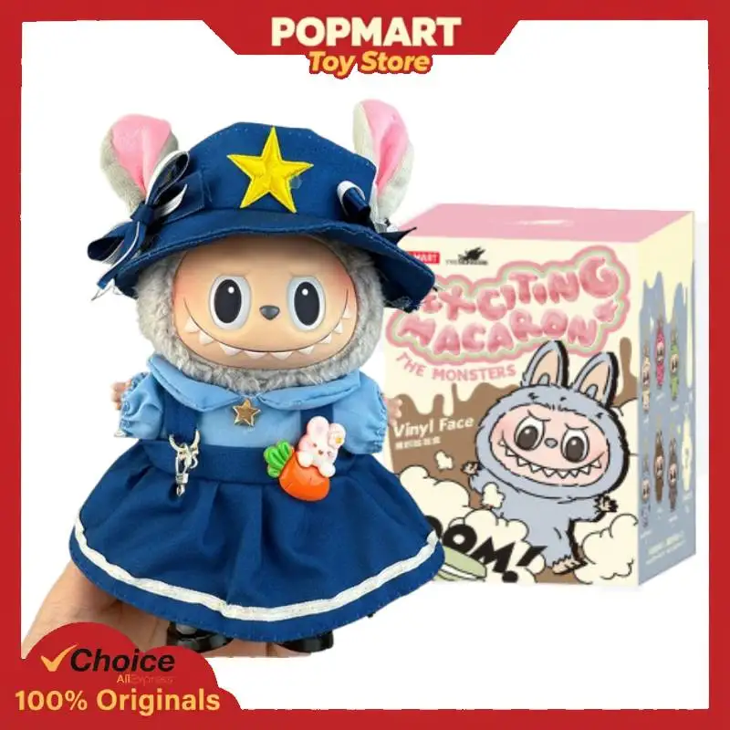 

POP MART LABUBU V1 Кукла в костюме офицера-кролика Macaron, полный комплект, 6 коробок, включая одежду, подарочная слепая коробка