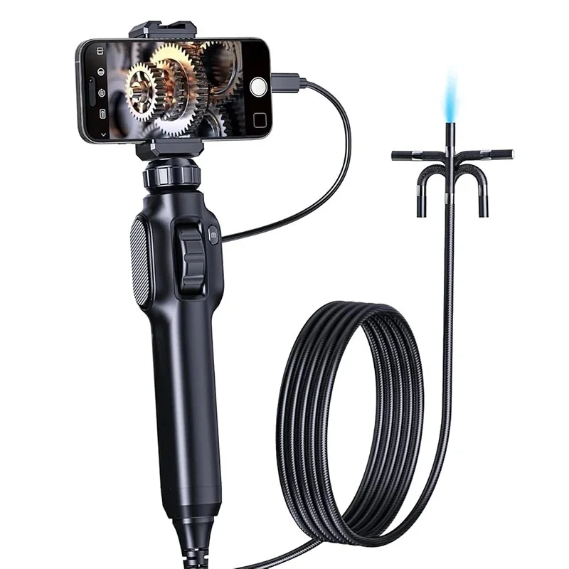 360° Two-Way Articulation Borescope HD 1080P 8.5mm Steerable Endoscope Camera 8LEDS for Automotive inspection Car IOS Android