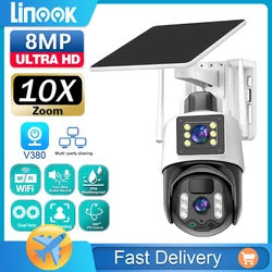 Linook V380 PRO 4K 8MP Outdoor Solar CCTV Camera, IP Security Surveillance Camera, Wireless CCTV Camera WIFI,