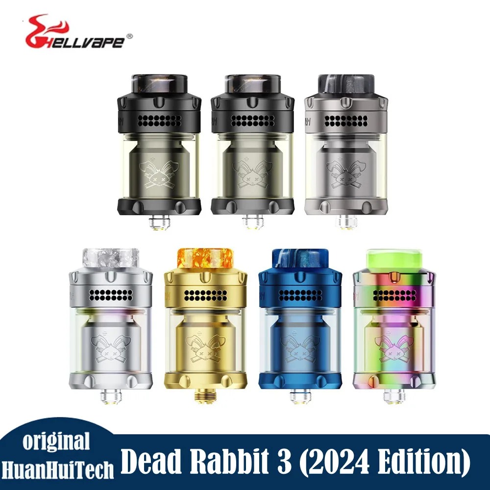 Hellvape Dead Rabbit 3 RTA รุ่น2024เครื่องฉีดน้ำ DIY 3.5/5.5มล. ถังแก้วขดลวดคู่บุหรี่ไฟฟ้า