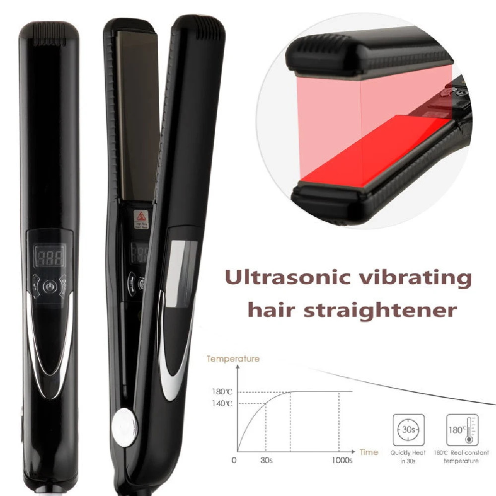 Vibrating Titanium Plate Flat Iron 1inch Fast Frizz-Free Hair Straightener Easy for Waves Curls Smooth Hair Hair Styling Tools