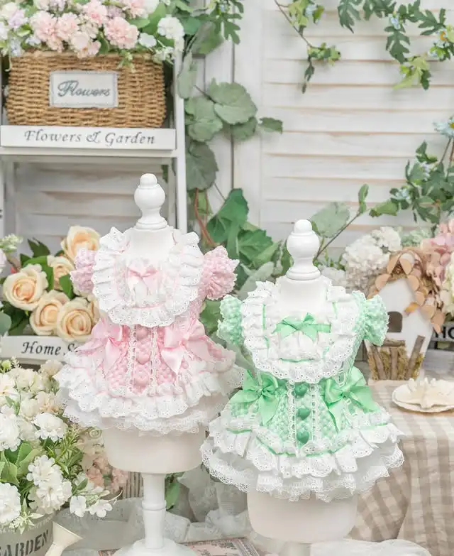 

Dog Princess Dress Summer Lace Outfit Cute Ruffle Design Breathable Fabric For Cats