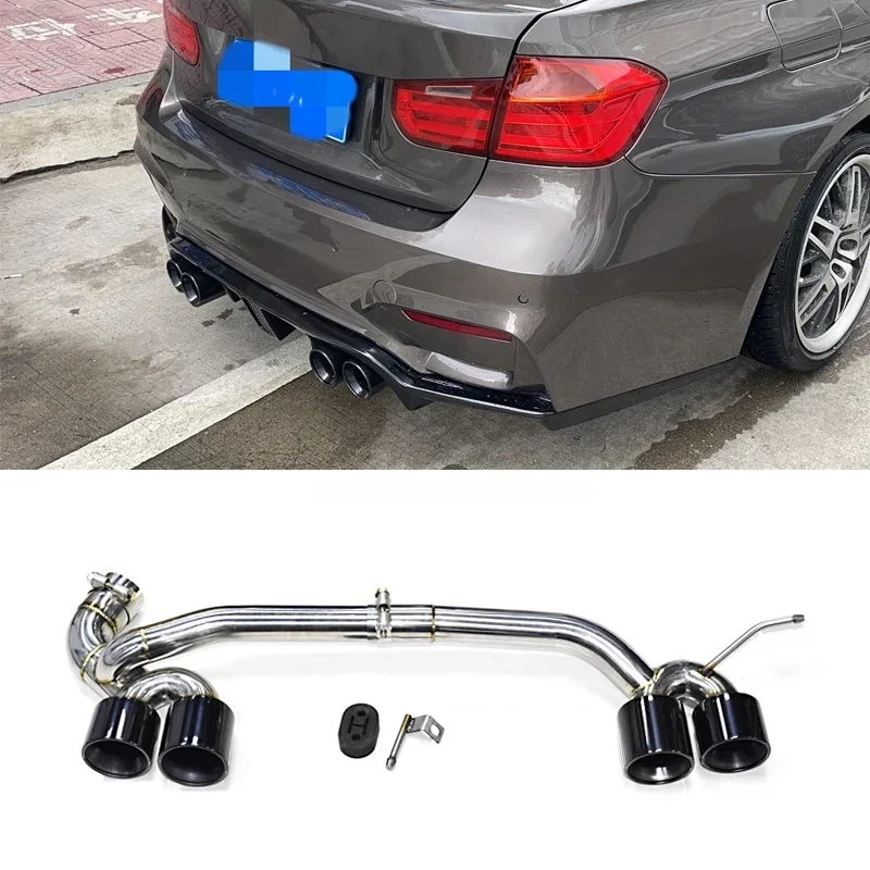 Auto Accessorie Quad Uitlaat Tip Voor BMW F30 F31 320i 318i Veranderd M3 Look Bumper 3 Serie Rvs auto Uitlaat Tip - afbeelding 2
