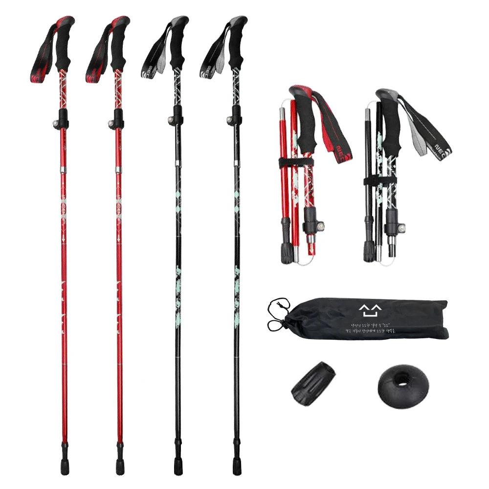 Sosso 5-layer folding Nordic walking stick 2 1 set climbing cane