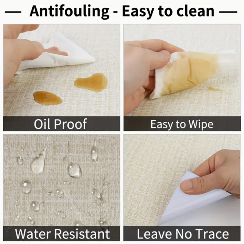 1 لفة من ورق جدران الكتان ذاتي اللصق سميك PVC المقاوم للماء ملصق حائط لغرفة المعيشة والمطبخ وغرفة النوم ورق حائط مزخرف