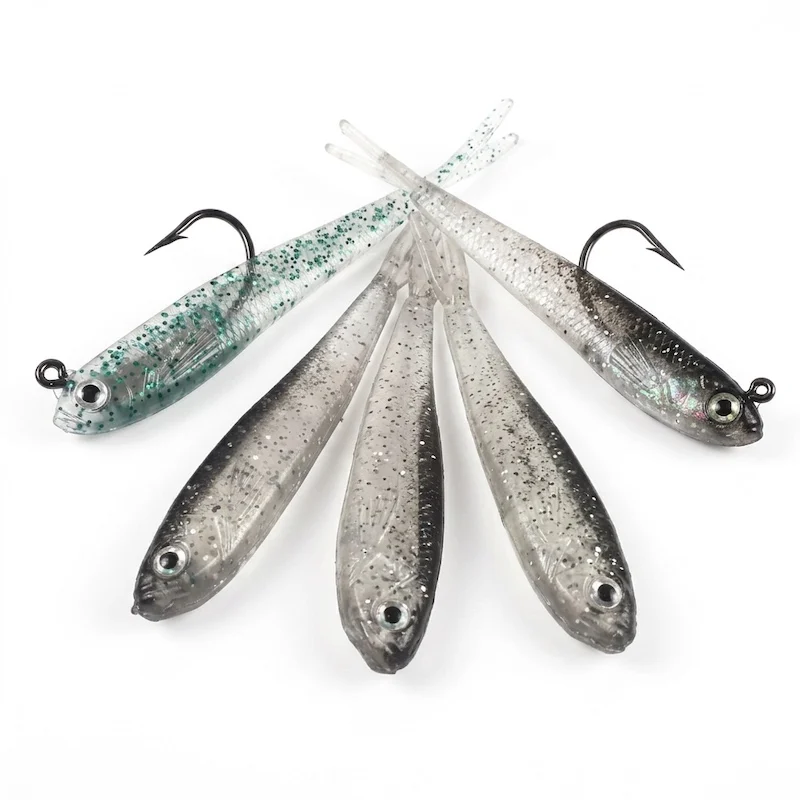 10 Stück/Set Weicher Köder Fisch-Swimbait mit Gabelschwanz Mit & Ohne Haken Angelköder Künstlicher Silikonköder Angelzubehör – Detail 1